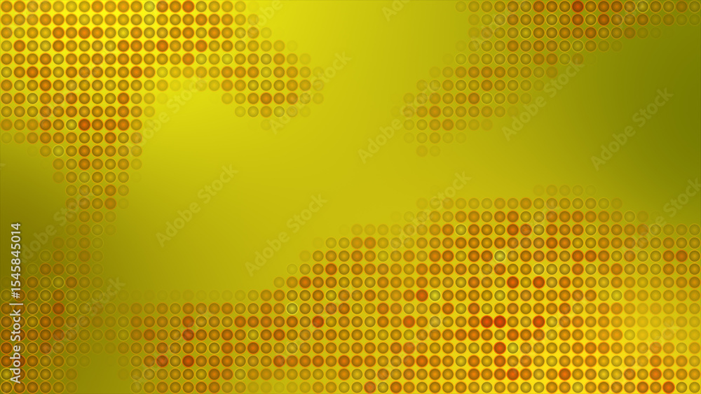Poster yellow hi-tech circular dots appearing and disappearing over futuristic looped background