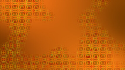 Orange hi-tech circular dots appearing and disappearing over futuristic looped background