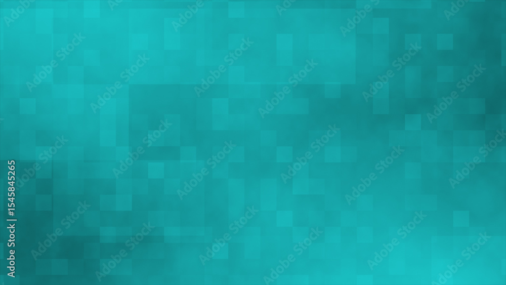 Poster cyan color slow motion hi-tech geometrical background, box pattern looped futuristic background