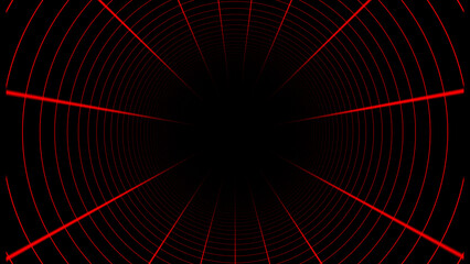 3D Red cylindrical hi-tech futuristic tunnel in cyberspace background