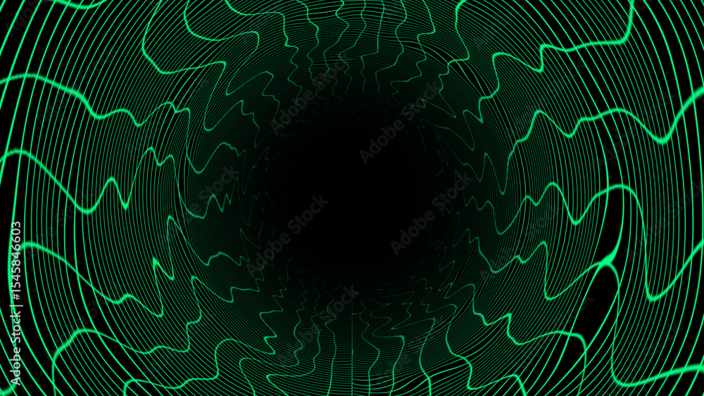Poster turquoise color 3d cylindrical hi-tech futuristic abstract tunnel in cyberspace background