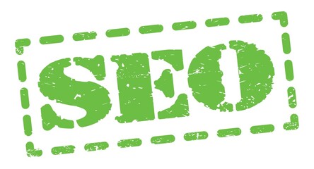 SEO text written on green stamp sign.
