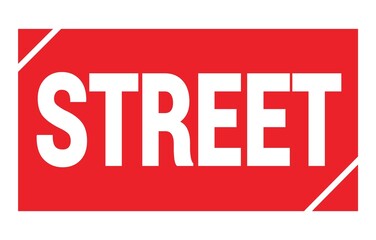 STREET text written on red stamp sign.