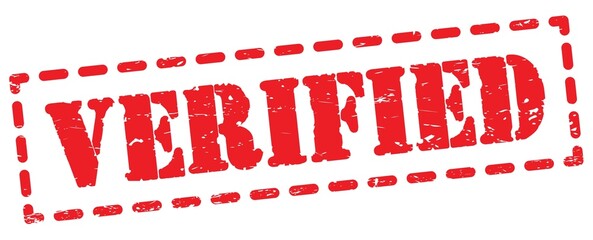 VERIFIED text written on red stamp sign.