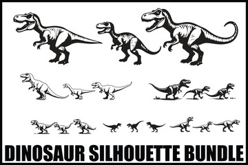 Naklejka premium T-Rex Dinosaur Silhouette Clipart Set
