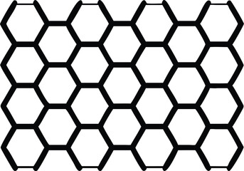Obraz premium Seamless Hexagonal Grid Pattern – Minimal Black and White Geometric Background