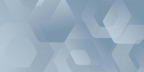 Abstract hexagon lines on gray background. Geometric stripe line art design modern