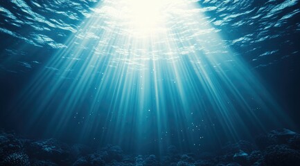 Sunlight beams through underwater depths