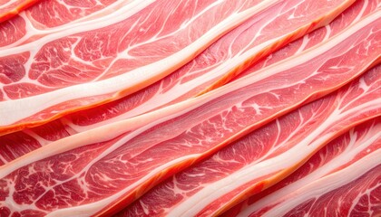 Close-Up View of Sliced Prosciutto Ham: Italian Delicatessen