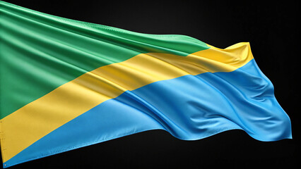 The equatorial guinea flag flutters with its green yellow and blue stripes