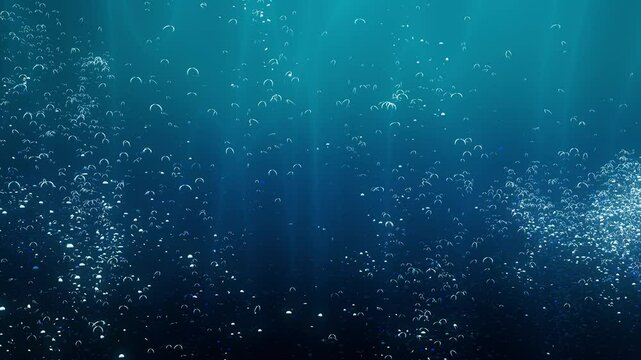 underwater  bubble trail background in the deep ocean for diving marine and trench