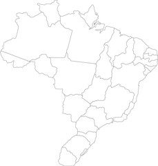 Fototapeta premium Outline of Brazil Map with Administrative Borders and Internal Regions 