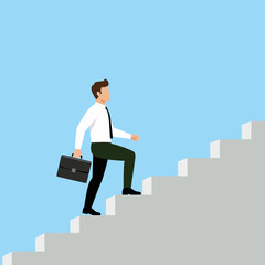 Businessman Climbing Stairs Vector Illustration: Success, Career Growth & Opportunity