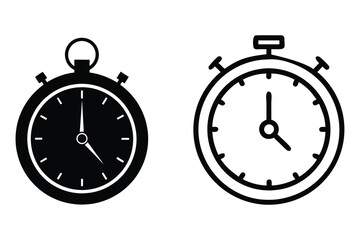Classic stopwatch icons illustrating time measurement punctuality and countdown for various concepts