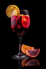 Red Drink in Glass with Orange and Blood Orange