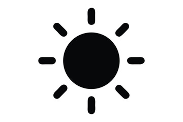 Simple black sun symbol representing sunshine brightness weather and outdoor activities