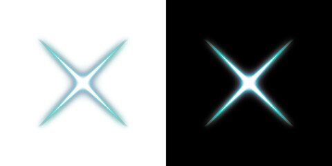 Blue Glow Star Effects on Transparent and Black Backgrounds
