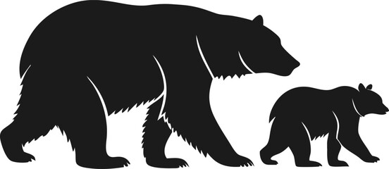 Silhouette vector illustration of a wild bear on white background