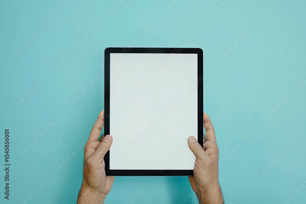 Poster high quality visual of person keeping tablet with empty screen