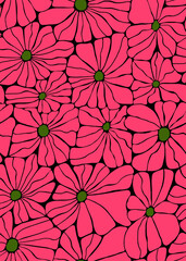 A pattern of large daisies in bright colors .Seamless pattern.