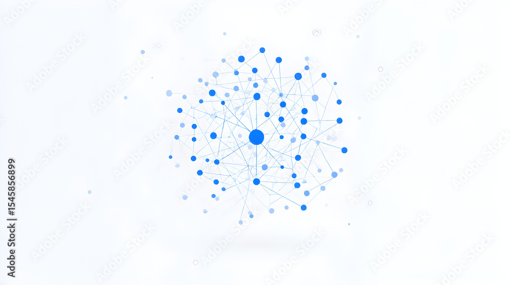 Poster digital connections: an elegant, network of interconnected dots and lines that float in a vast, clea