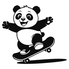 Cartoon panda riding a skateboard vector illustration