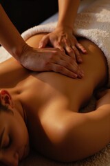 a woman getting a back massage in a spa