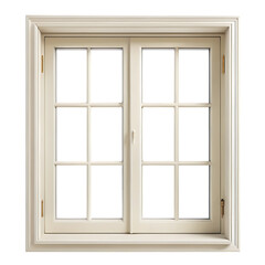 Fototapeta premium Off White Casement Window Multi Paned Design Studio Lighting A I G E N E R A T E D P N G isolated on a transparent background