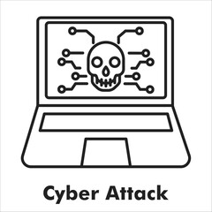 Cyber Attack Outline Icon