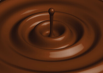 Smooth vector illustration of melted chocolate dripping. Chocolate swirl background. Melted choco mass detail.