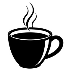 Minimal vector illustration of a coffee cup with steam on a white background.
