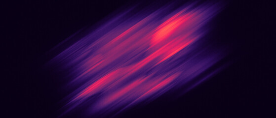 Abstract Diagonal gradient of neon light streak in red and purple, motion blur and grain noise. retro music visual poster, futuristic cyber tech branding, header banner website background.