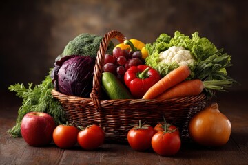 Basket with Vegetables and Fruits