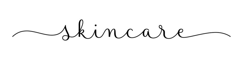 SKINCARE vector brush calligraphy banner with swashes on white background
