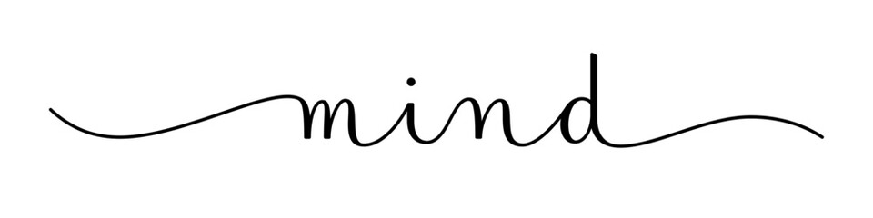 MIND black vector brush calligraphy banner with swashes on white background