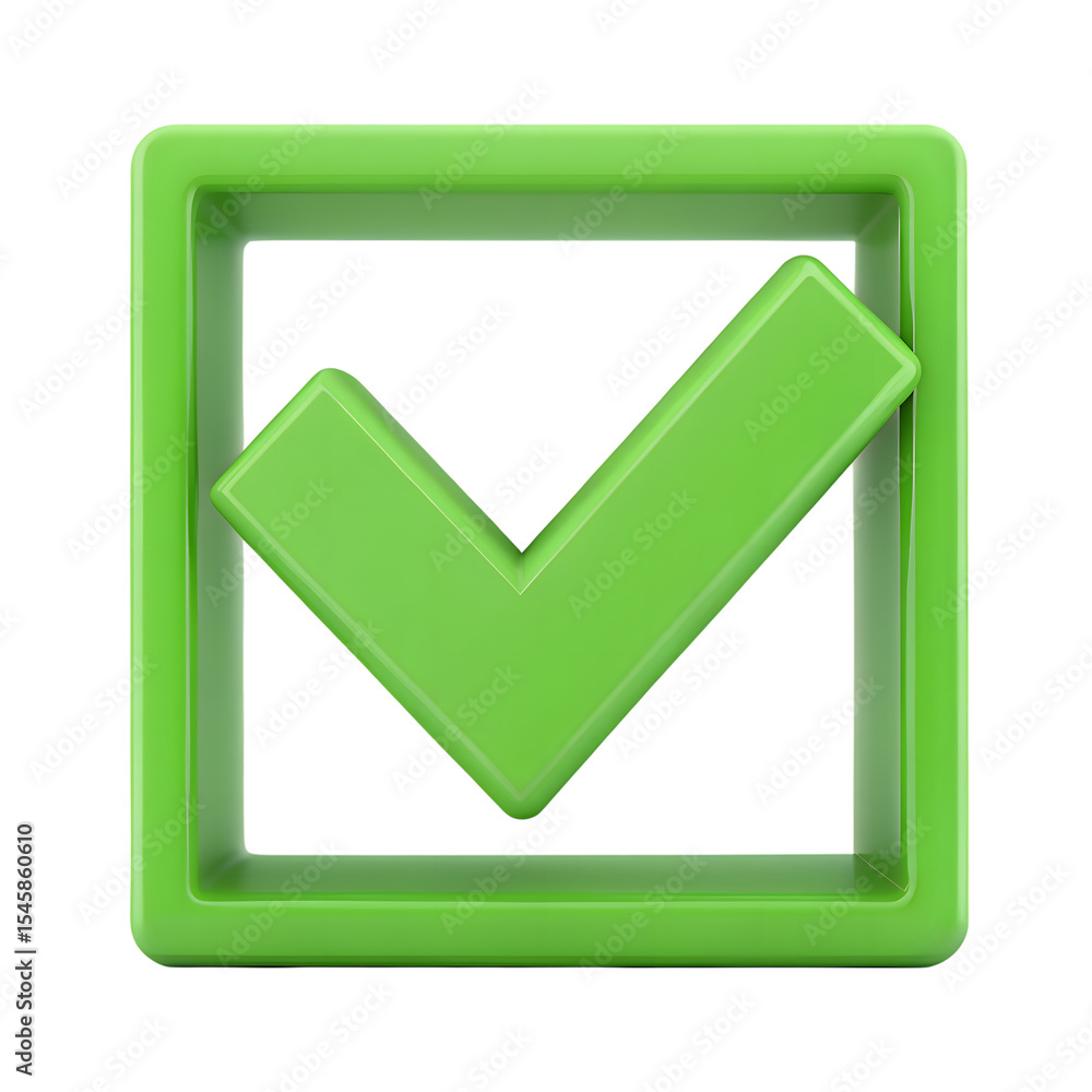 Aufkleber 3d green check mark in square frame isolated on transparent background