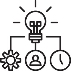 abstract lightbulb shape, simple icon, geometric shapes, minimalist design, vector graphic, geometric light bulb icon, circular workflow diagram