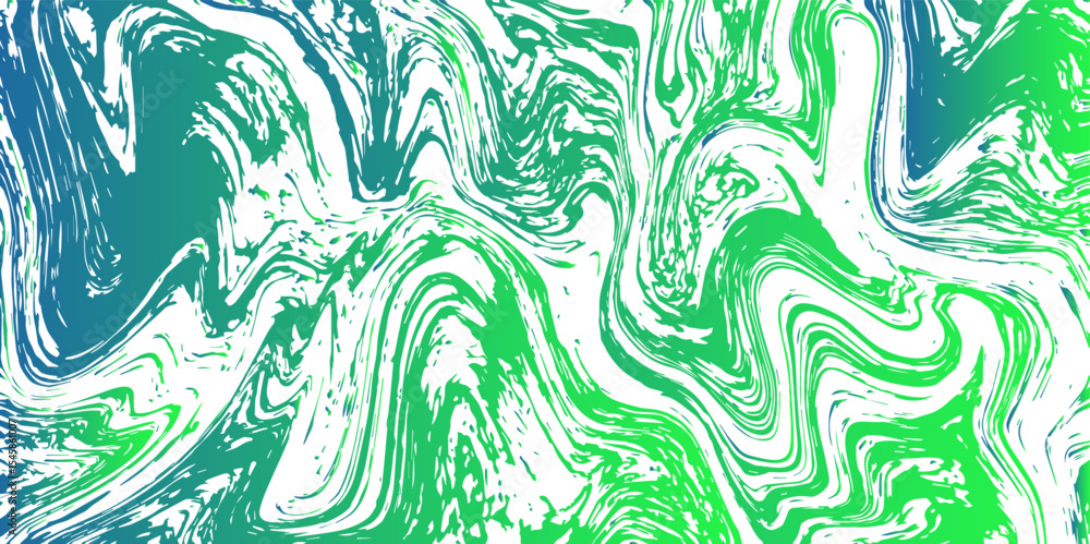 Aufkleber Abstract marbled texture background with swirling Green and Teal patterns. Fluid, organic motion with delicate wave distortions and ink with liquid or molten with dynamic, flowing appearance