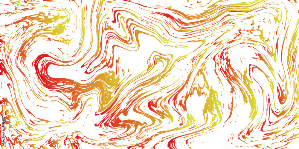 Poster Abstract marbled texture background with swirling orange and yellow patterns. Fluid, organic motion with delicate wave distortions and ink with liquid or molten with dynamic, flowing appearance