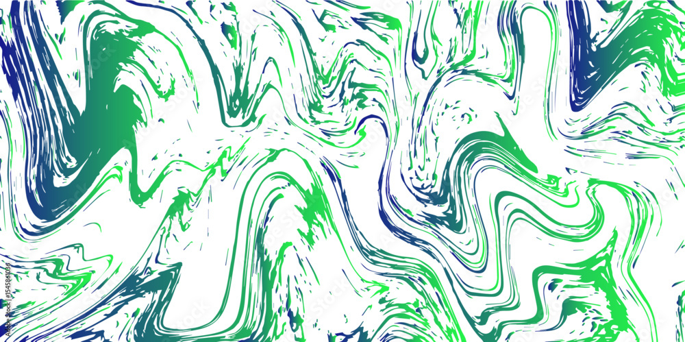 Poster Abstract marbled texture background with swirling Green and Teal patterns. Fluid, organic motion with delicate wave distortions and ink with liquid or molten with dynamic, flowing appearance