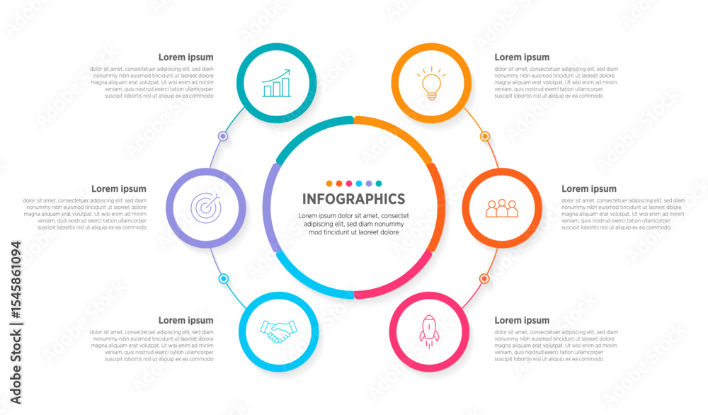 Wall mural modern vector infographic label design with circle infographic template design and 6 options or step