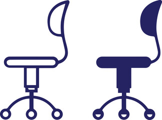 office chair, minimalist, simple design, blue, white background