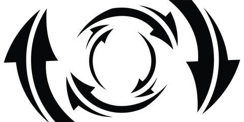 Black arrow icon on transparent background. Flat style arrow icon for your website, design, logo, app, UI., curved arrow sign.