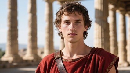 alexander the great  in tunic temple backdrop