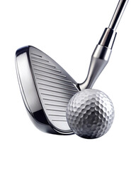 Silver Golf Club Striking White Golf Ball Studio Shot A I G E N E R A T E D P N G isolated on a transparent background
