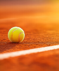 Close-up of a single, bright green tennis ball ready for play
