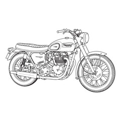 Triumph Motorcycle Line Drawing Vintage Bike Illustration