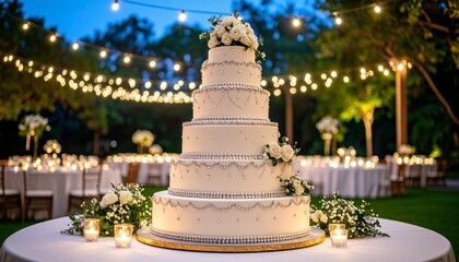 a wedding cake on wedding party