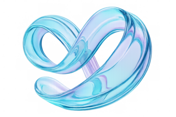 Translucent light blue ribbon swirling, forming dynamic curved pattern against transparent backdrop