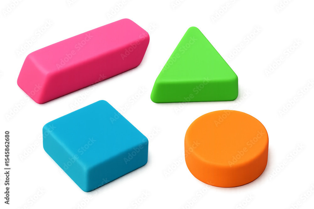 Poster colorful geometric shapes on transparent background creating playful composition